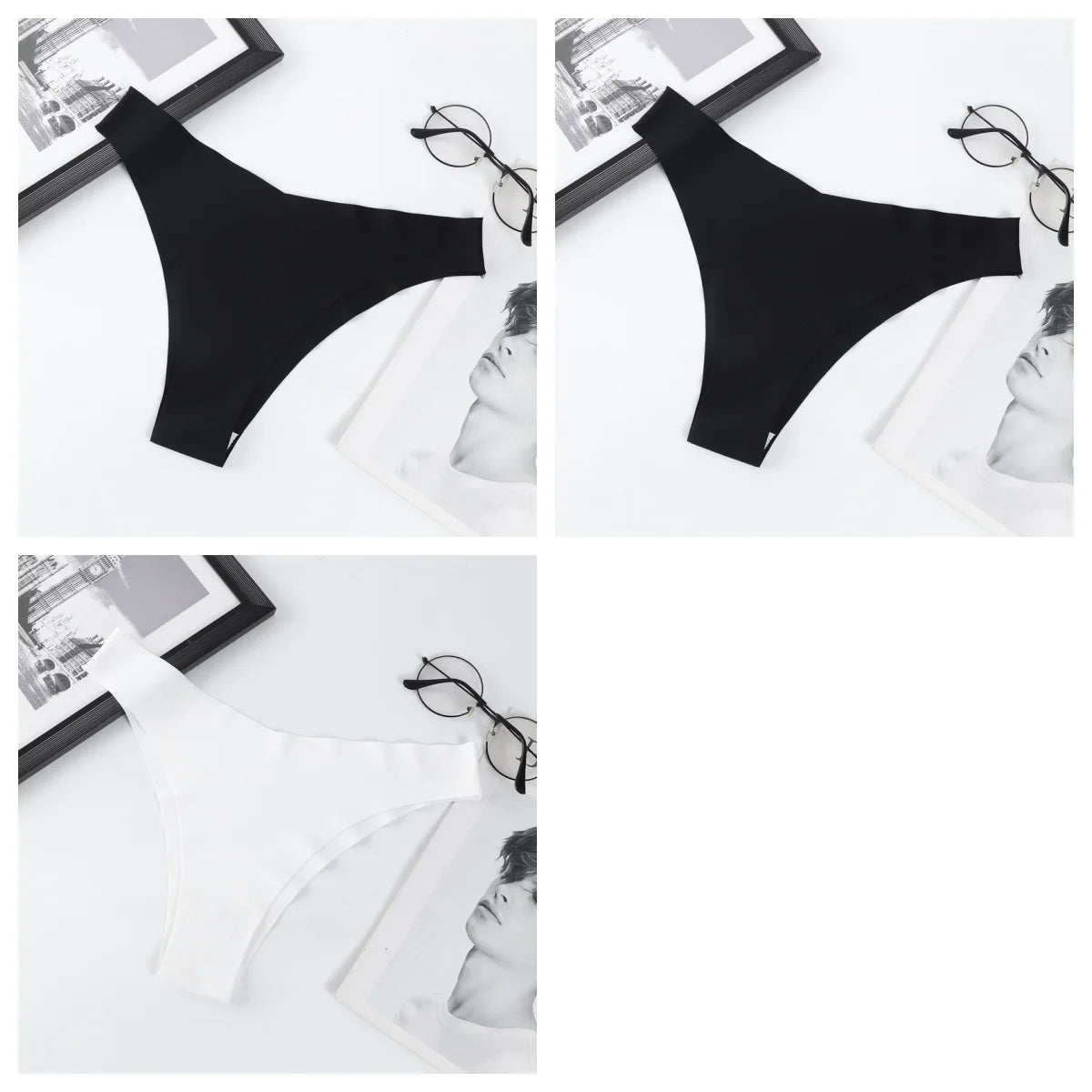 3Pcs/Set Ice Silk Panties For Women V-Shaped Briefs Quick-Drying Invisible Glossy Seamless Underwear Female Low Rise Underpants