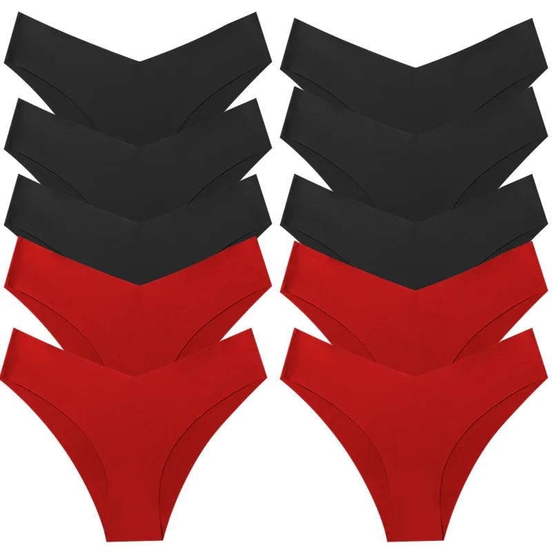 WHPC 10PCS/Set Women's Panties Seamless Fashion V-Cut Underwear Sexy Lingerie Comfort Sports Briefs Breathable Female Underpants