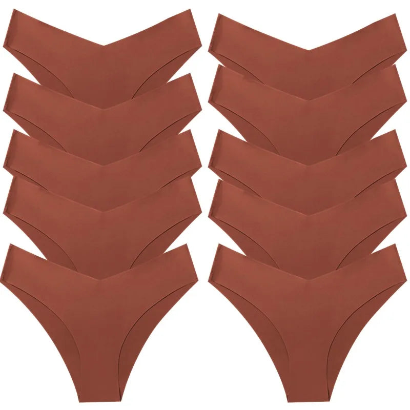 WHPC 10PCS/Set Women's Panties Seamless Fashion V-Cut Underwear Sexy Lingerie Comfort Sports Briefs Breathable Female Underpants