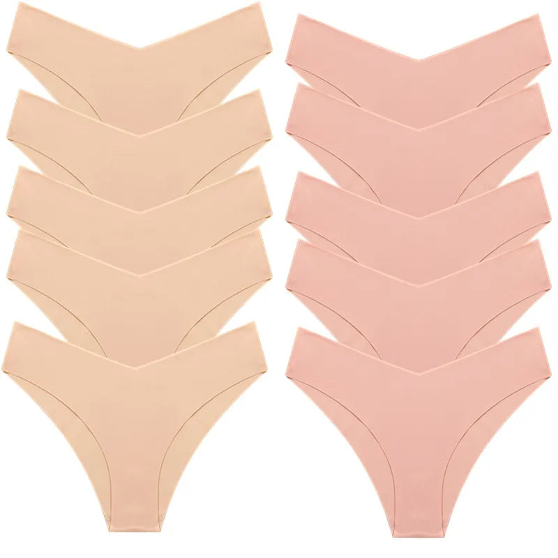 WHPC 10PCS/Set Women's Panties Seamless Fashion V-Cut Underwear Sexy Lingerie Comfort Sports Briefs Breathable Female Underpants