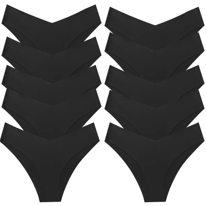 WHPC 10PCS/Set Women's Panties Seamless Fashion V-Cut Underwear Sexy Lingerie Comfort Sports Briefs Breathable Female Underpants
