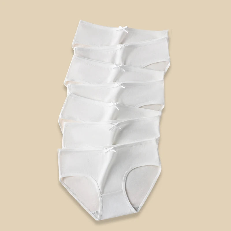 7PCS Women Disposable Panties White Briefs Breathable Cotton Underwear Soft Cute Girls Pantys Solid Underpants Female Lingerie