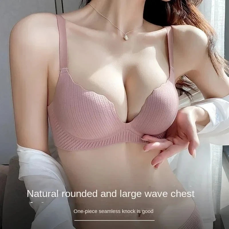 2024 New 8CM Ultra Thick Push Up Bra No Steel Ring Padded Gathered Lingerie for Small/Flat Chest Comfortable Sexy Natural Lift