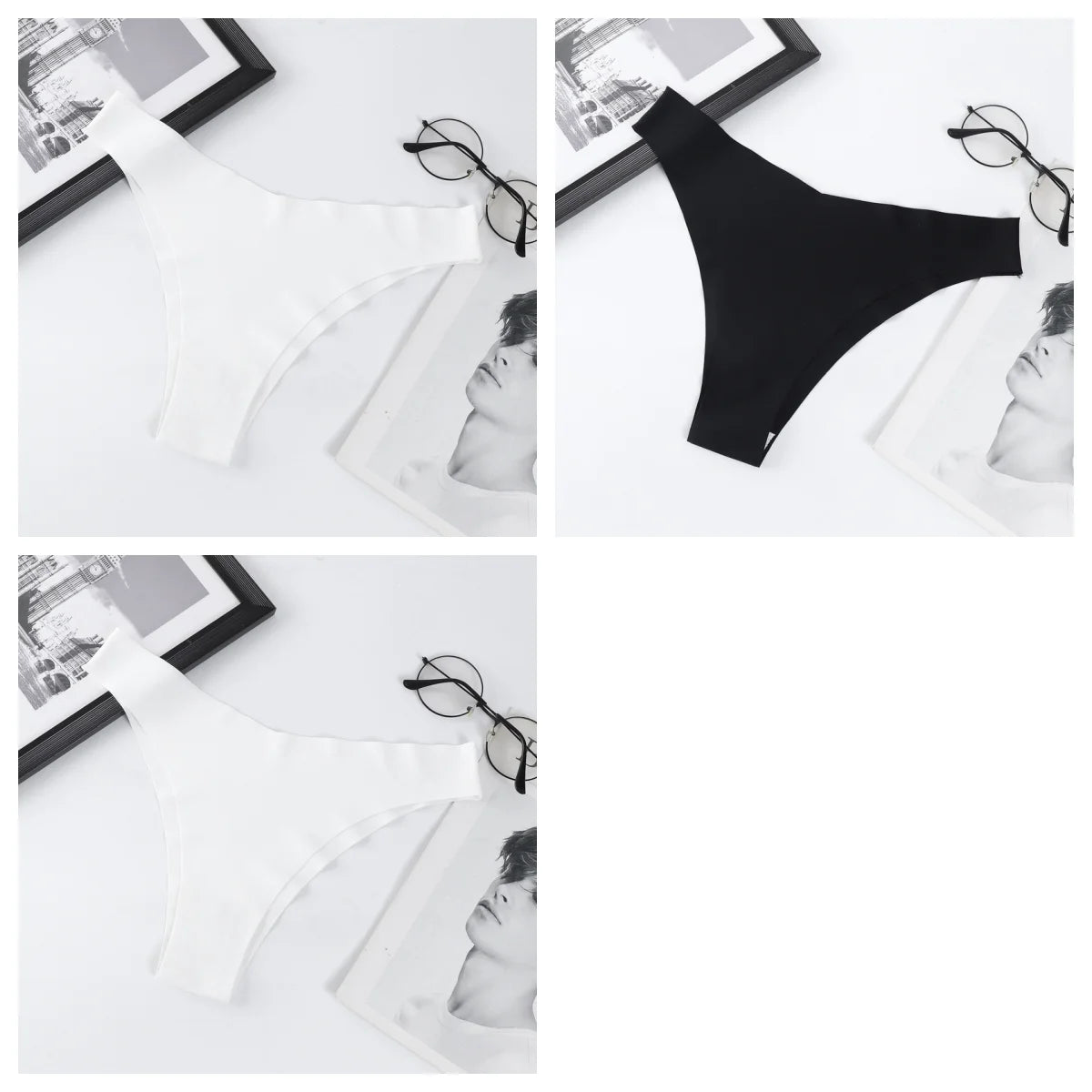 3Pcs/Set Ice Silk Panties For Women V-Shaped Briefs Quick-Drying Invisible Glossy Seamless Underwear Female Low Rise Underpants