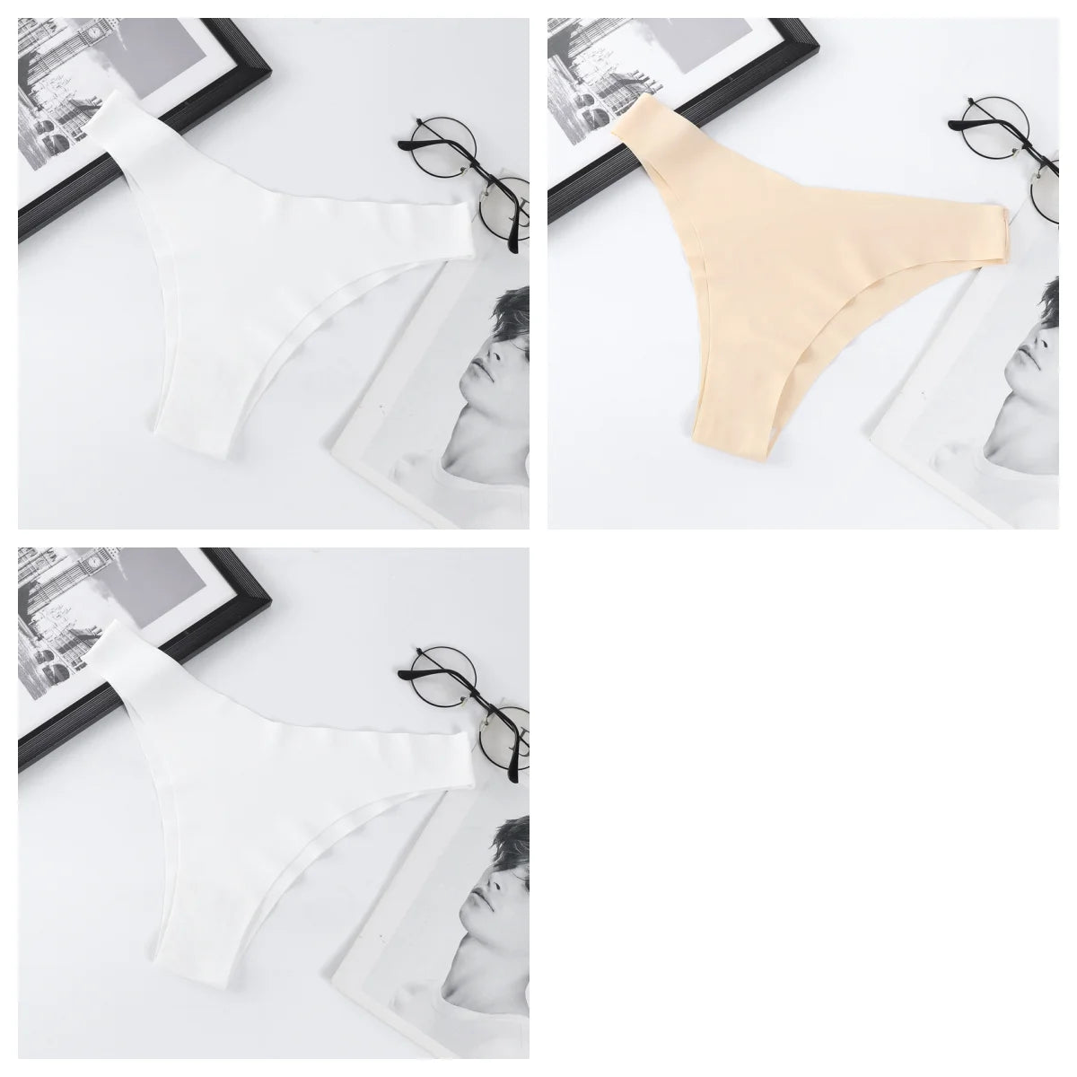 3Pcs/Set Ice Silk Panties For Women V-Shaped Briefs Quick-Drying Invisible Glossy Seamless Underwear Female Low Rise Underpants