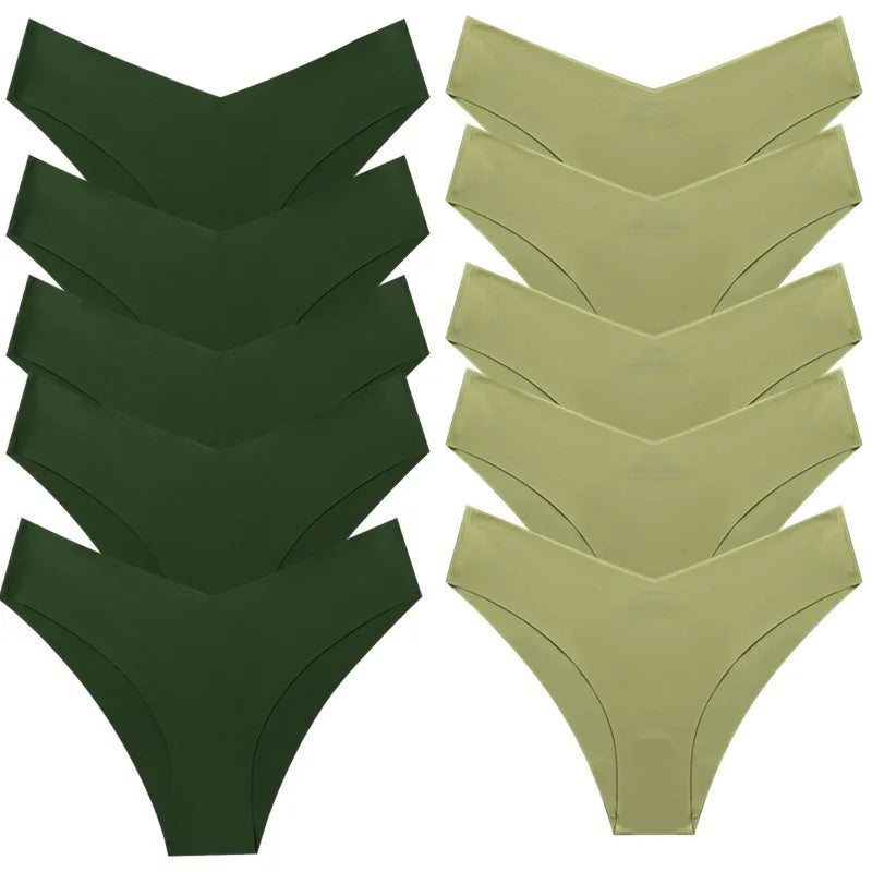 WHPC 10PCS/Set Women's Panties Seamless Fashion V-Cut Underwear Sexy Lingerie Comfort Sports Briefs Breathable Female Underpants