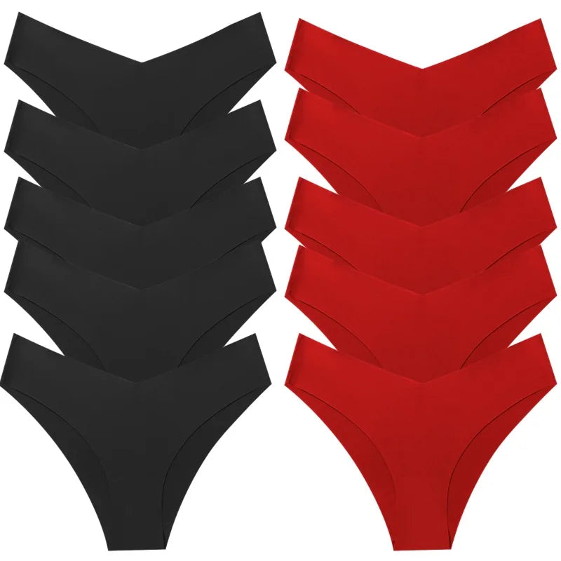 WHPC 10PCS/Set Women's Panties Seamless Fashion V-Cut Underwear Sexy Lingerie Comfort Sports Briefs Breathable Female Underpants