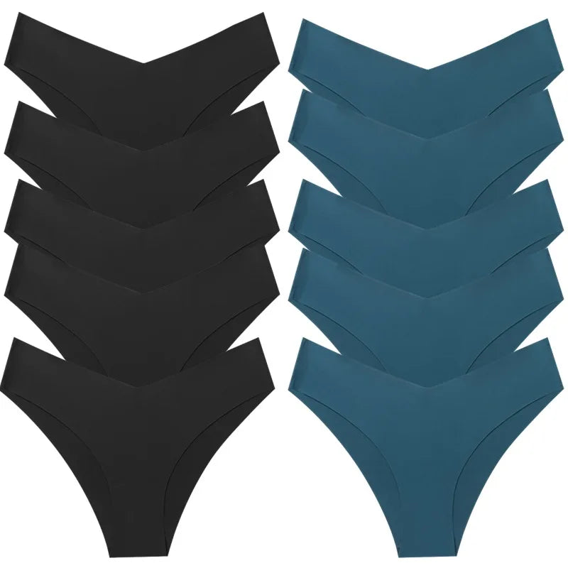 WHPC 10PCS/Set Women's Panties Seamless Fashion V-Cut Underwear Sexy Lingerie Comfort Sports Briefs Breathable Female Underpants