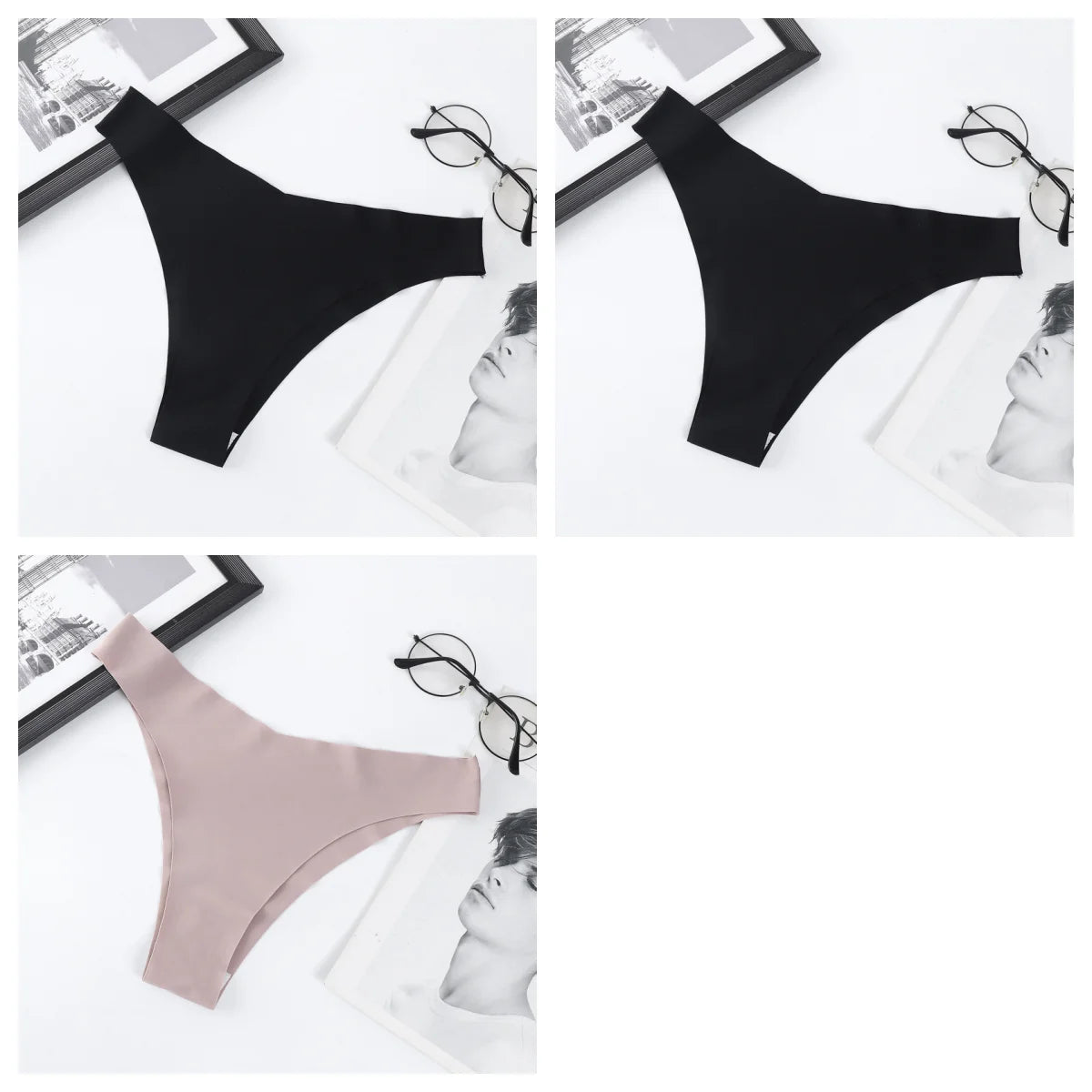 3Pcs/Set Ice Silk Panties For Women V-Shaped Briefs Quick-Drying Invisible Glossy Seamless Underwear Female Low Rise Underpants