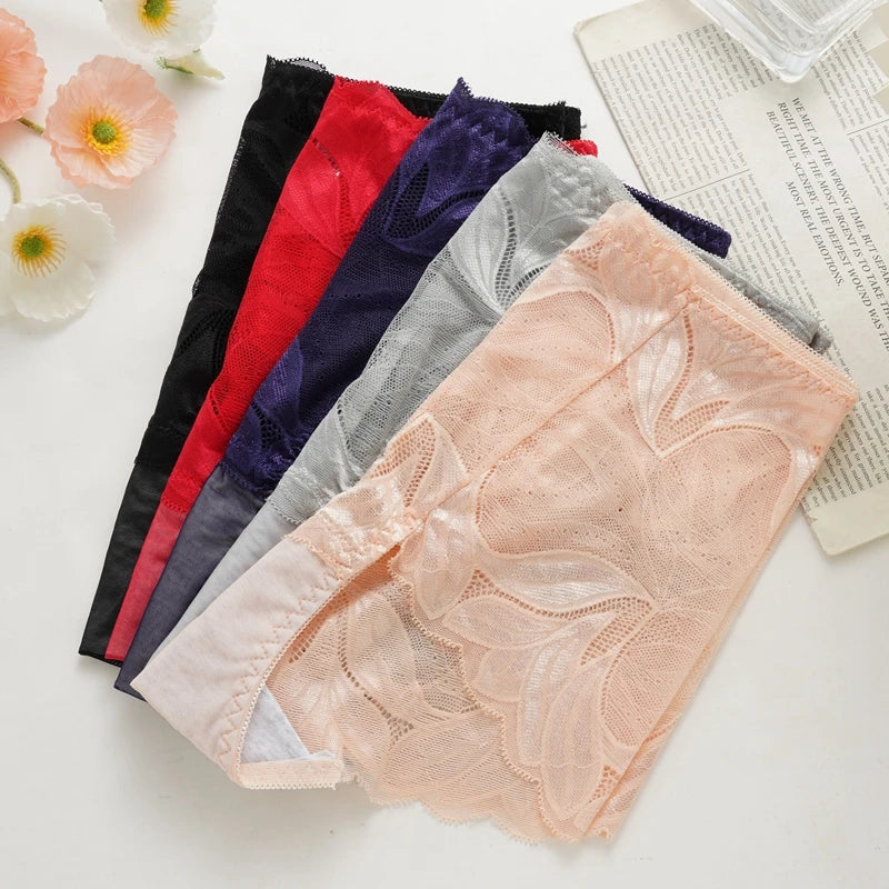 L-2XL High Waist Lace Panties for Women Sexy Hollow Briefs Transparent Large Size Underwear Female Summer Thin Underpanties