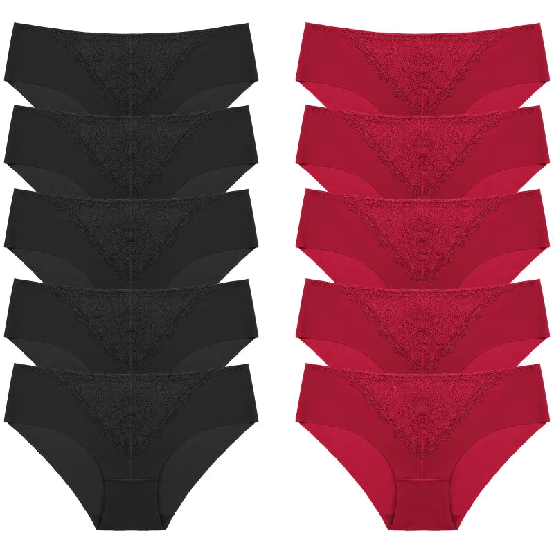 BZEL 10PCS/Set Women's Panties Exquisite Sweet Lace Underwear Sexy Lingerie Silk Satin Briefs Woman Comfort Breathable Underpant