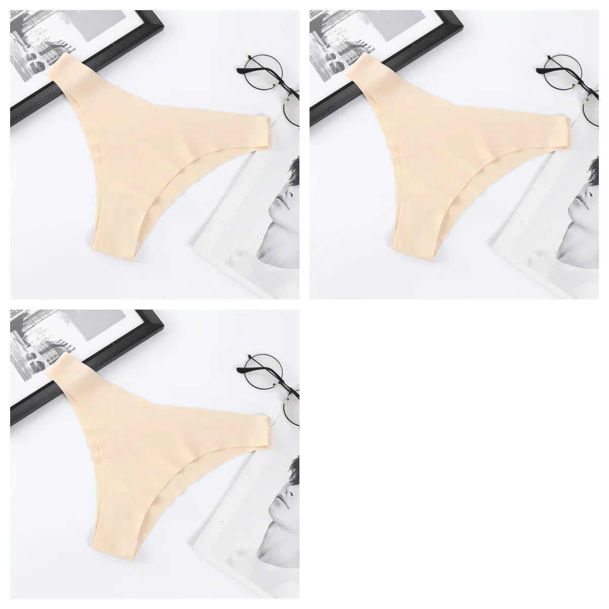 3Pcs/Set Ice Silk Panties For Women V-Shaped Briefs Quick-Drying Invisible Glossy Seamless Underwear Female Low Rise Underpants