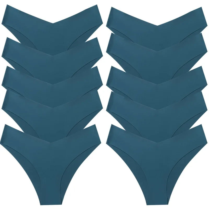 WHPC 10PCS/Set Women's Panties Seamless Fashion V-Cut Underwear Sexy Lingerie Comfort Sports Briefs Breathable Female Underpants