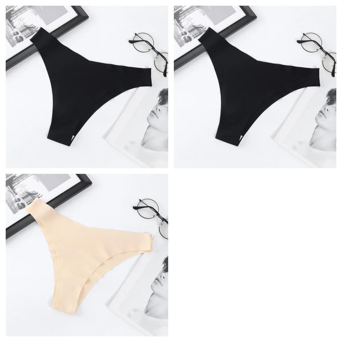 3Pcs/Set Ice Silk Panties For Women V-Shaped Briefs Quick-Drying Invisible Glossy Seamless Underwear Female Low Rise Underpants
