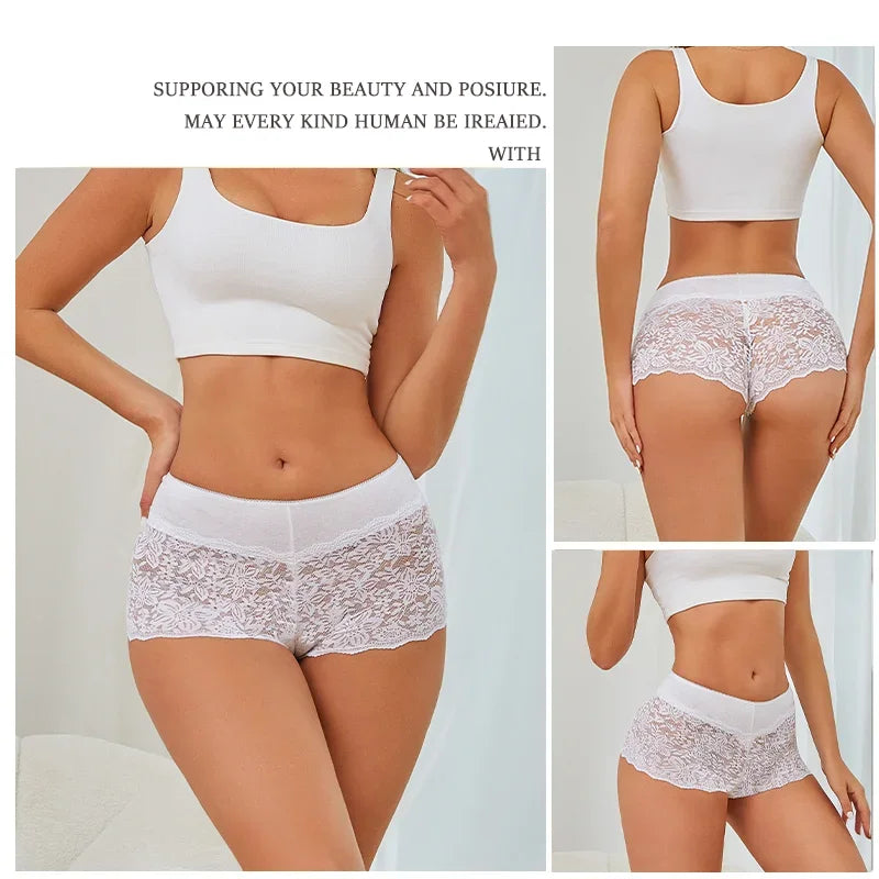 New Sexy Lace Panties for Women Low-Rise Underwear Trendy Floral Underpants Boyshort Panties Ladies Lingerie S-XL Tangas
