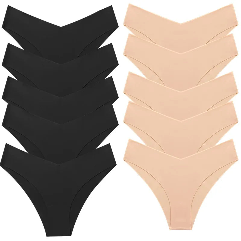 WHPC 10PCS/Set Women's Panties Seamless Fashion V-Cut Underwear Sexy Lingerie Comfort Sports Briefs Breathable Female Underpants