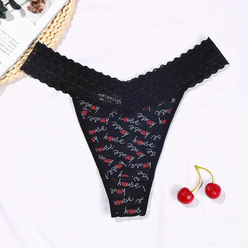 Sexy Panties S-3XL Plus Size Thongs Printed Underwear Low Waist Women's Underpants Comfortable Lingeries Soft Breathable Briefs