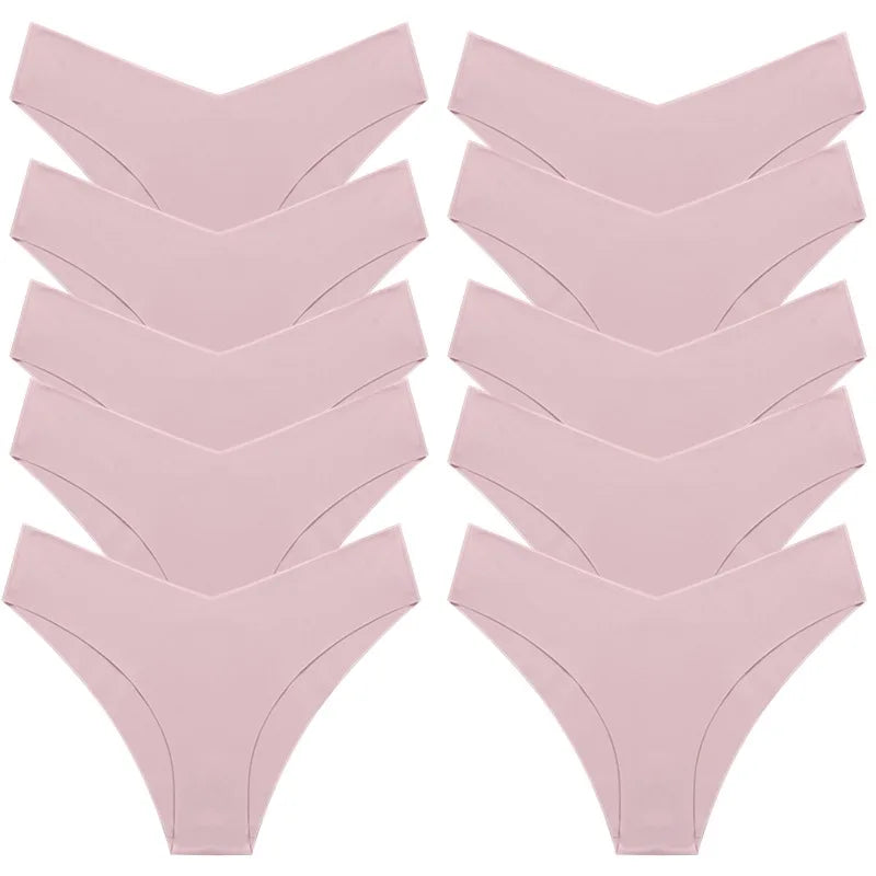 WHPC 10PCS/Set Women's Panties Seamless Fashion V-Cut Underwear Sexy Lingerie Comfort Sports Briefs Breathable Female Underpants